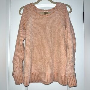 CALIA by Carrie Underwood Dusty Pink Effortless Chenille Cold Shoulder Sweater